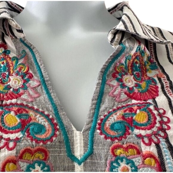 Striped Embroidered Tunic Top By Soft Surroundings - Picture 7 of 10